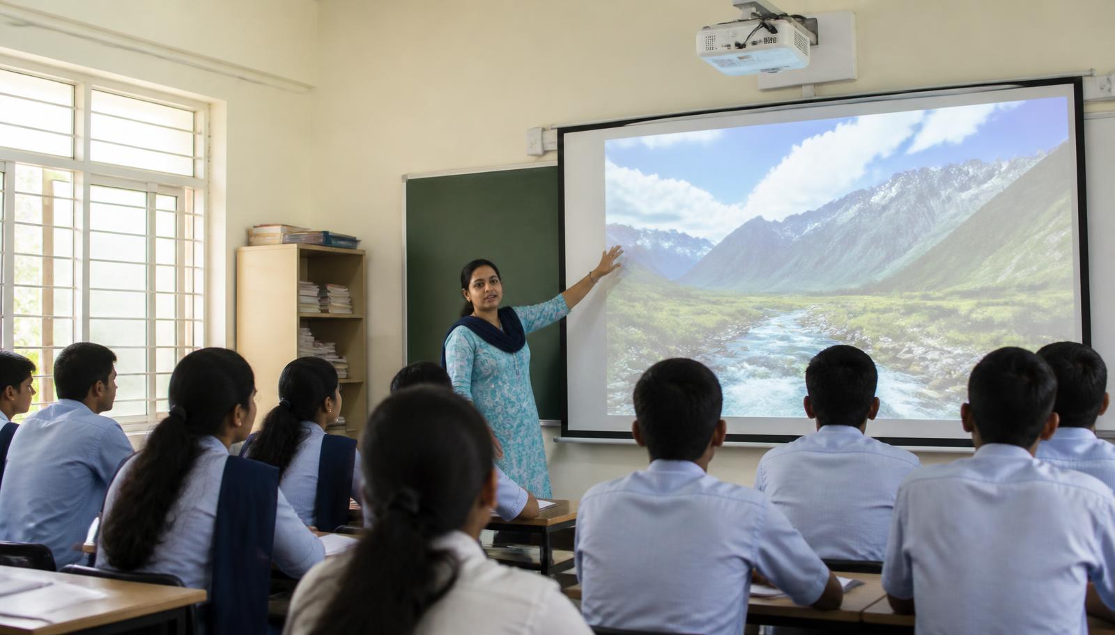 Classroom projection setup of the type LiveInSmart installs in Hyderabad