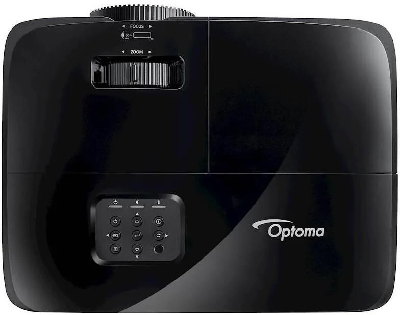 Optoma X400LVe projector top view with control keypad, focus and zoom dials