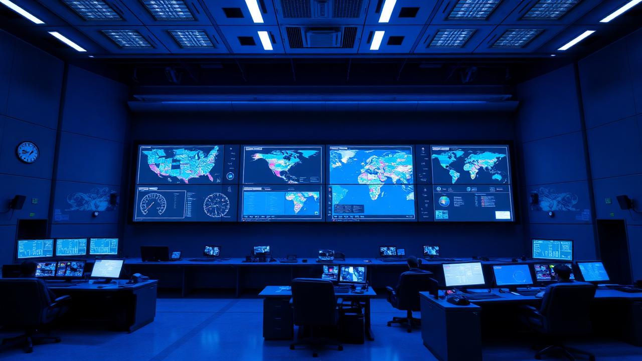 LED video wall in a command and control room